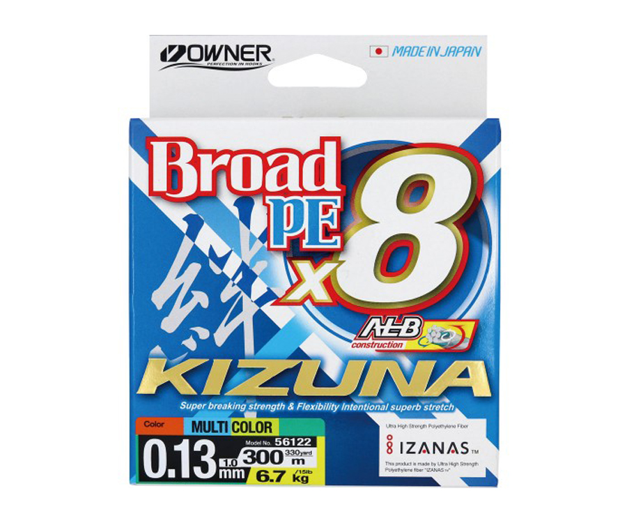 Шнур Owner Kizuna Broad PEx8 300м 0.13мм 6.7кг Multi Color