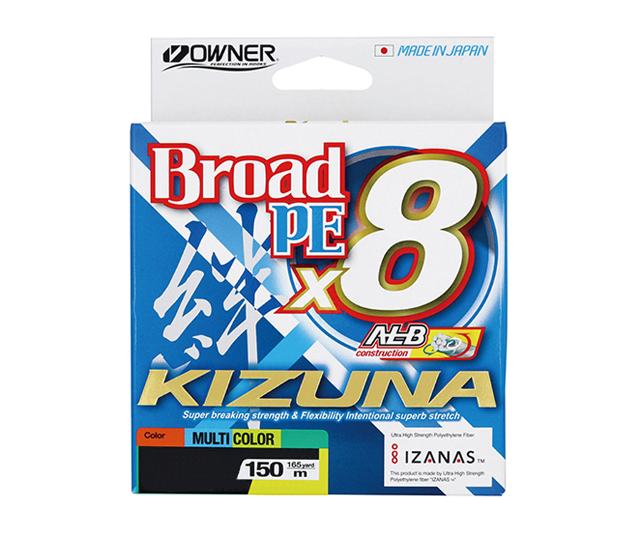 Шнур Owner Kizuna Broad PEx8 150м 0.17мм 9.2кг Multi Color