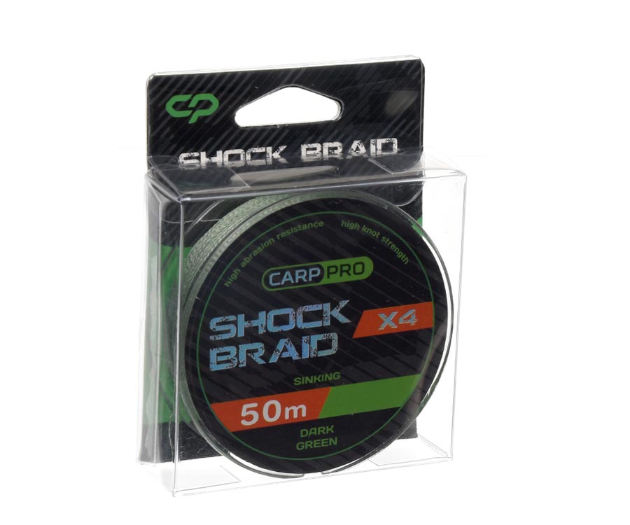 carp pro - Carp Pro Shock Braid PE X4 0.16 25 Dark Green