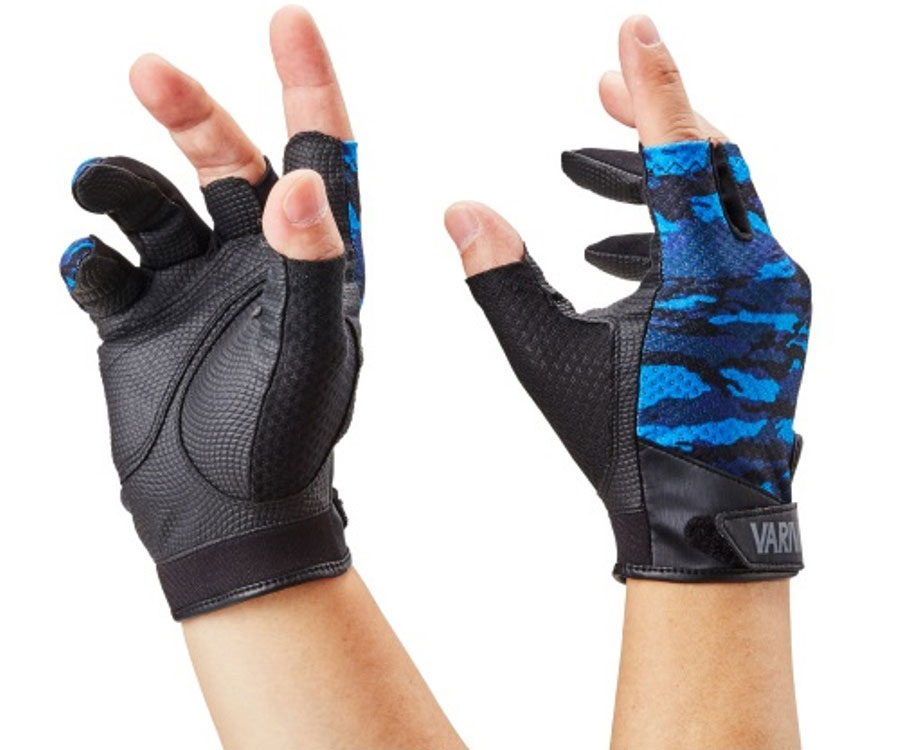 Перчатки Varivas VAG-24 Mesh Glove 3 Blue Camo M