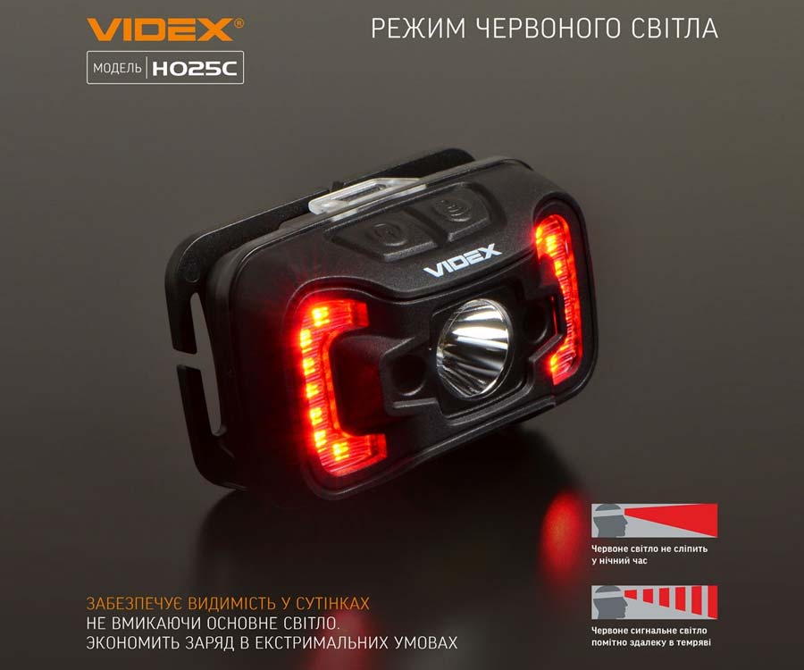 Налобний світлодіодний ліхтарик Videx 310Lm 5000K