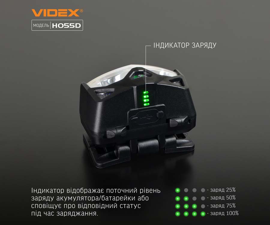 Налобный светодиодный фонарик Videx 500Lm 5000K