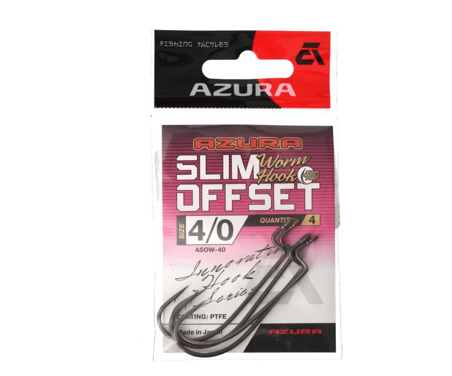 Крючки Azura Slim Offset Worm Hook №4/0