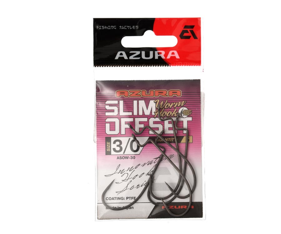 Крючки Azura Slim Offset Worm Hook №3/0