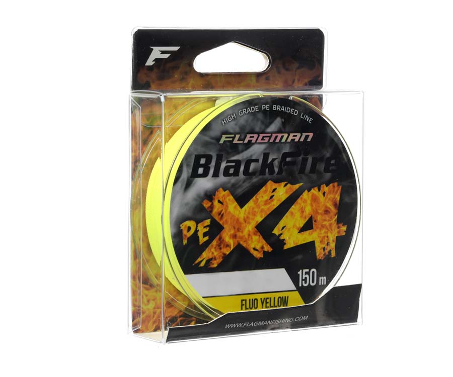 Шнур Flagman Blackfire PE X-4 150м 0.19мм Fluo Yellow