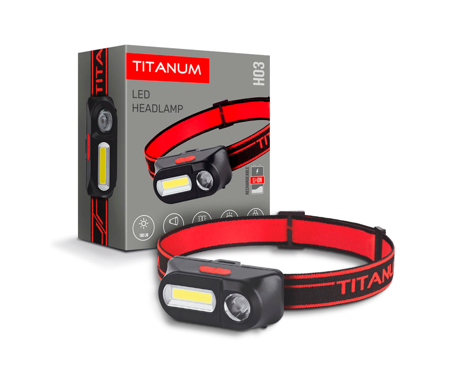 Налобний світлодіодний ліхтар Titanum TLF-H03 180Lm 6500K