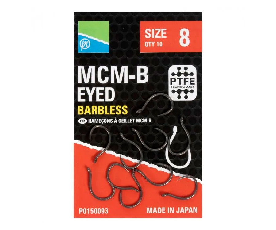 Крючки Preston MCM-B Eyed Barbless №8