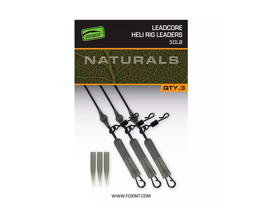 Готове оснащення Fox Naturals Leadcore Heli Rig Leaders 3шт