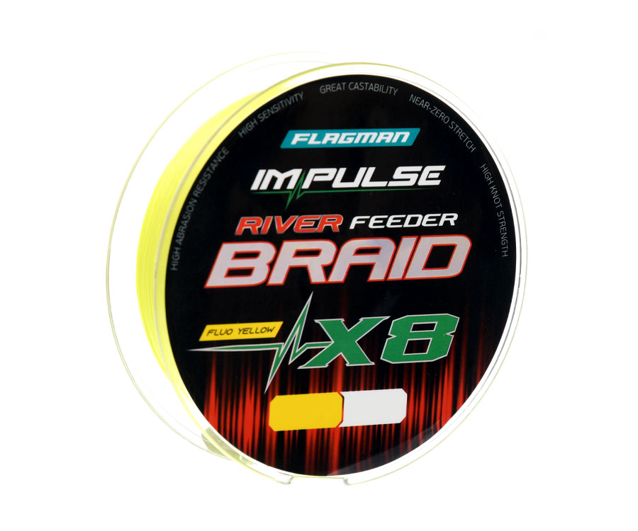 Шнур Flagman Impulse River Feeder Braid X8 Fluo Yellow 150м 0.16мм